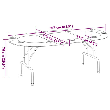 foldbart pokerbord 10 pers. 207x106x76 cm grøn