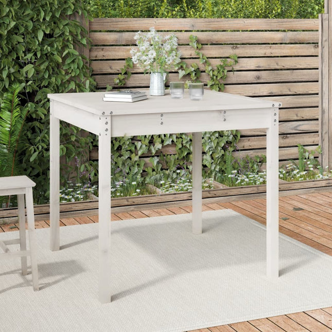 havebord 82,5x82,5x76 cm massivt fyrretræ hvid