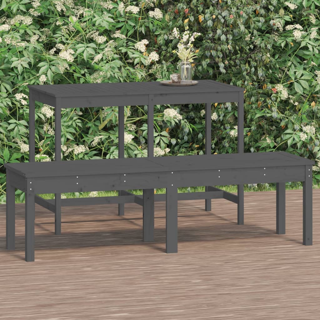 2-personers havebænk 159,5x44x45 cm massivt fyrretræ grå billede