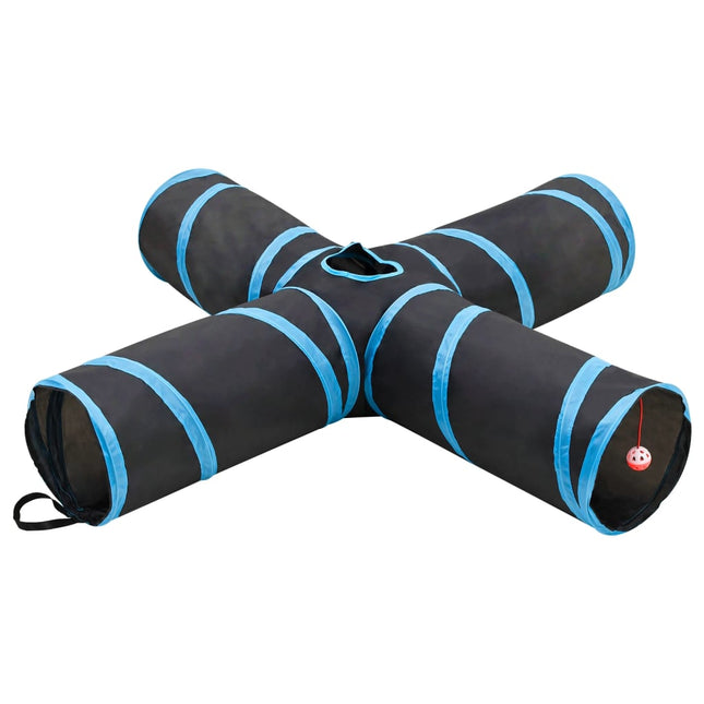 4-vejs kattetunnel 132 cm polyester sort og blå
