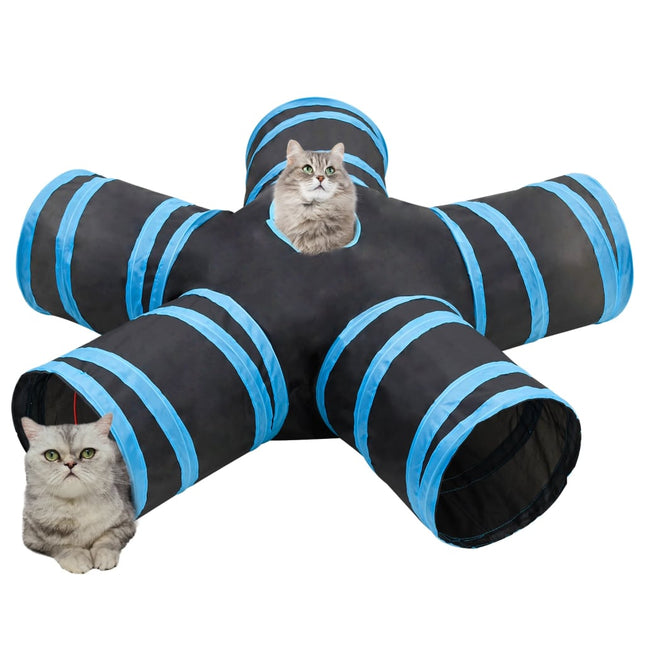 5-vejs kattetunnel 25 cm polyester sort og blå