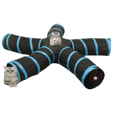 5-vejs kattetunnel 25 cm polyester sort og blå