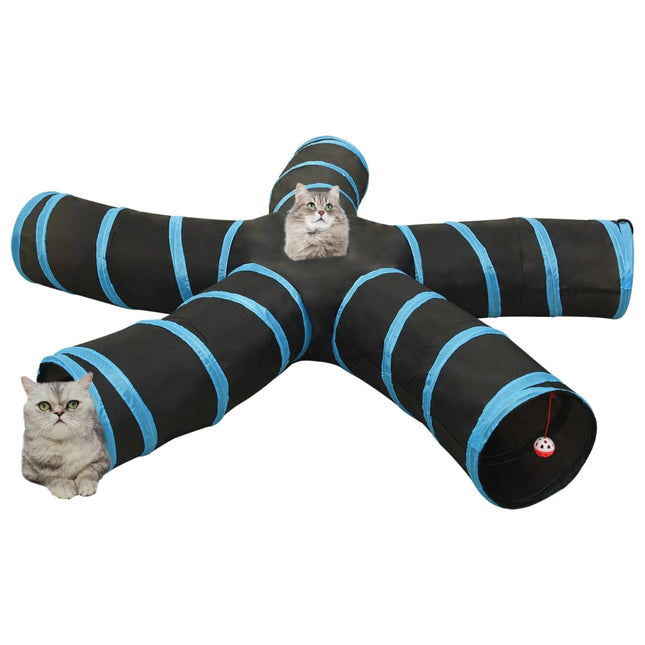 5-vejs kattetunnel 25 cm polyester sort og blå