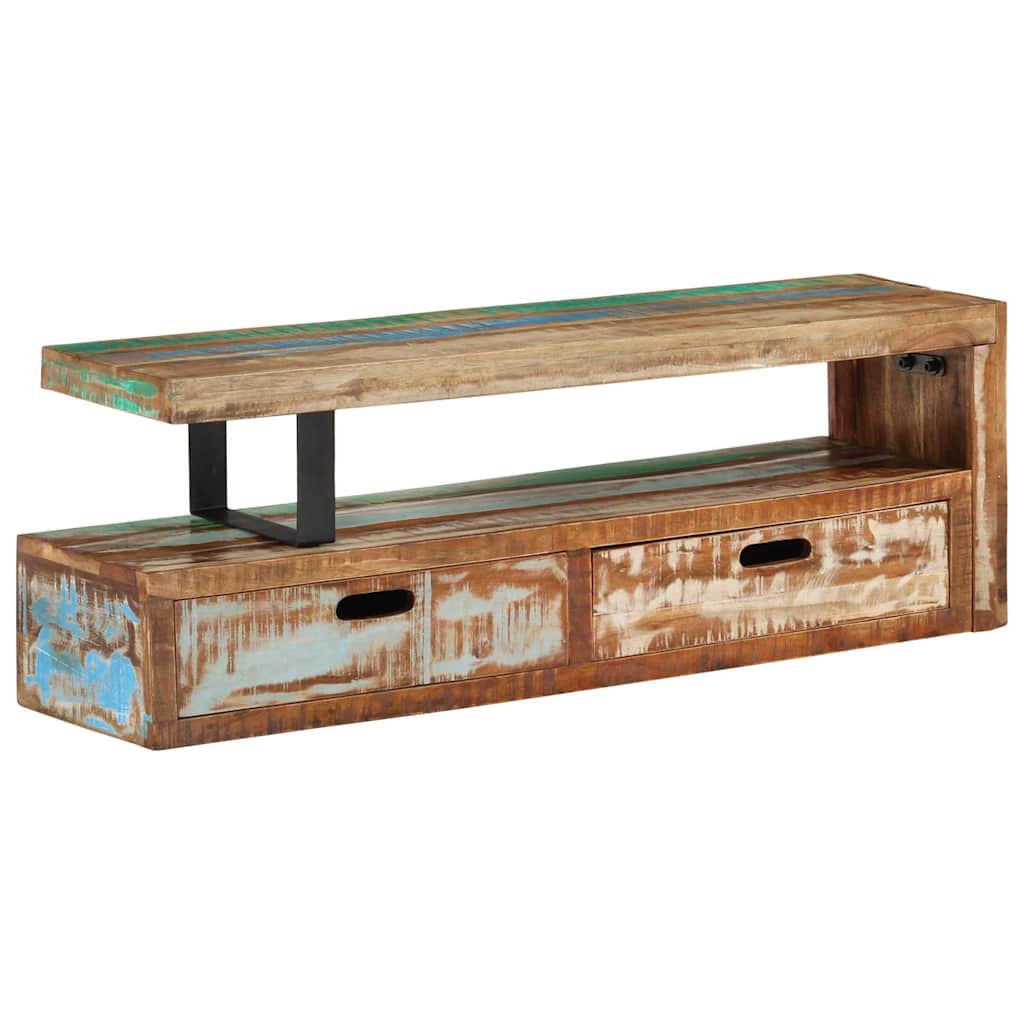 TV-bord (118-200) x 30 x 40 cm massivt genbrugstræ