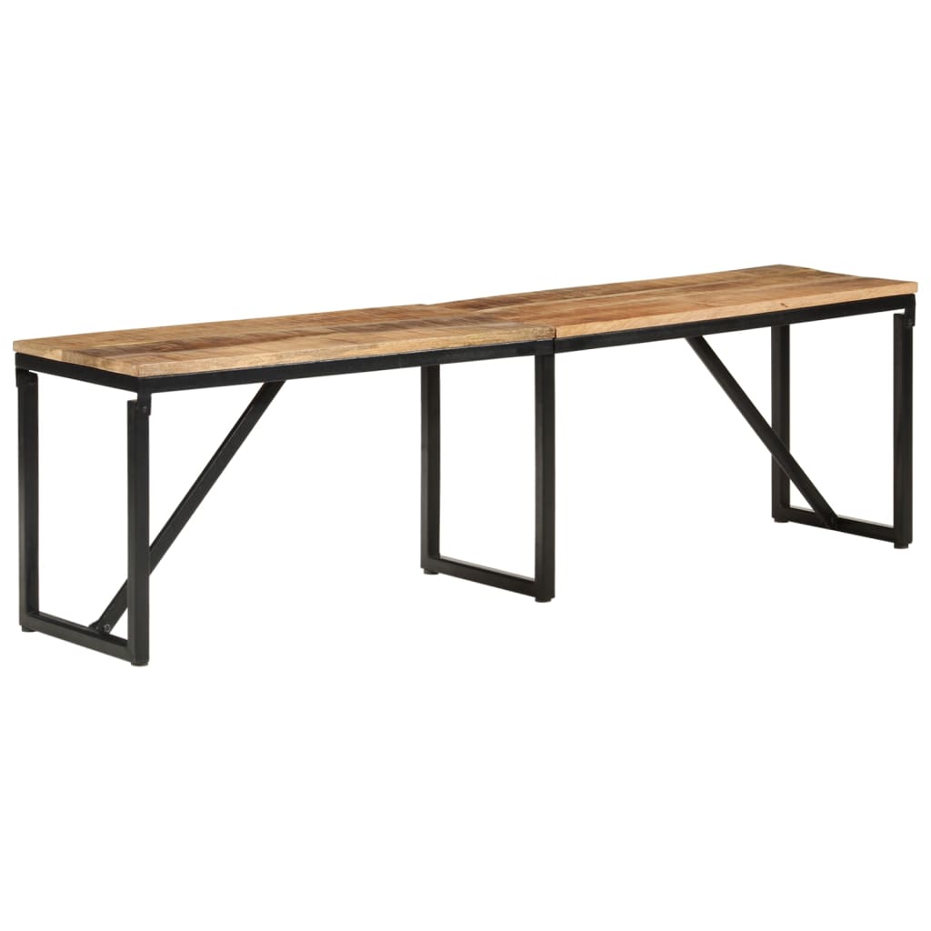 Bænk i massivt mangotræ med metalstel - 160 × 35 × 46 cm