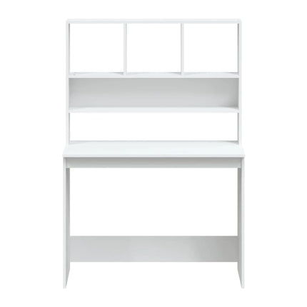 skrivebord m. hylder 102x45x148 cm konstrueret træ hvid
