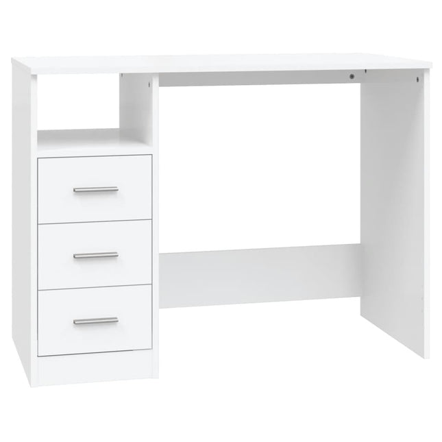 skrivebord m. hylder 102x50x76 cm konstrueret træ hvid