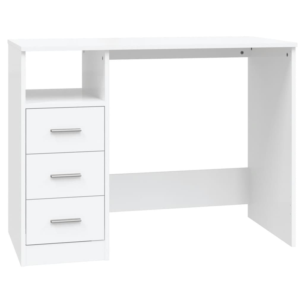 skrivebord m. hylder 102x50x76 cm konstrueret træ hvid