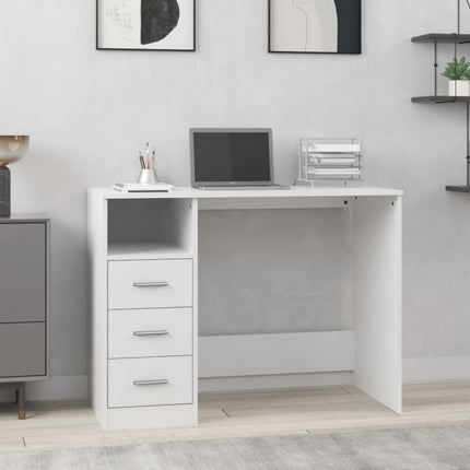 skrivebord m. hylder 102x50x76 cm konstrueret træ hvid