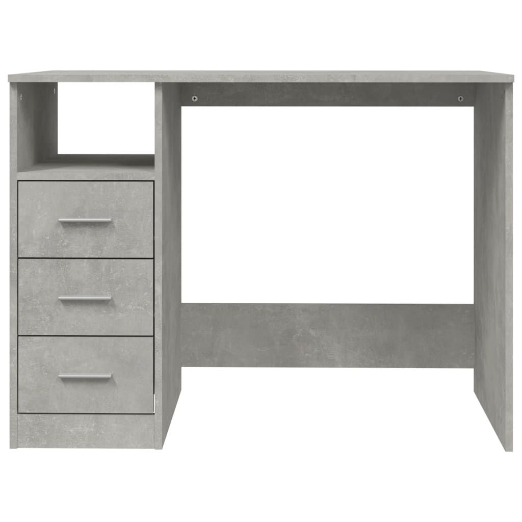 skrivebord m. skuffer 102x50x76 cm konstrueret træ betongrå