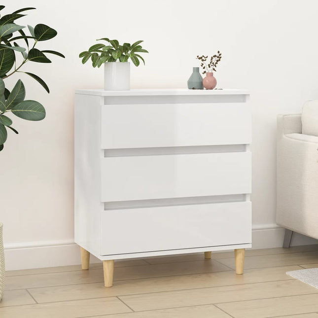 skænk 60x35x70 cm konstrueret træ hvid højglans