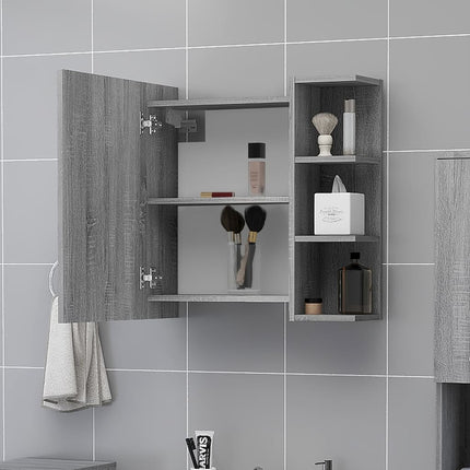 skab med spejl 62,5x20,5x64 cm konstrueret træ grå sonoma-eg