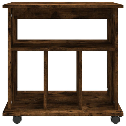 skab med hjul 60x45x60 cm konstrueret træ røget egetræsfarve