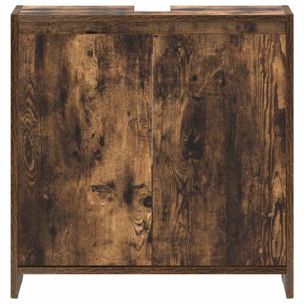 badeværelsesskab 60x33x61 cm konstrueret træ røget egetræsfarve