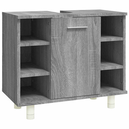badeværelsesskab 60x32x53,5 cm konstrueret træ grå sonoma-eg