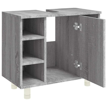 badeværelsesskab 60x32x53,5 cm konstrueret træ grå sonoma-eg