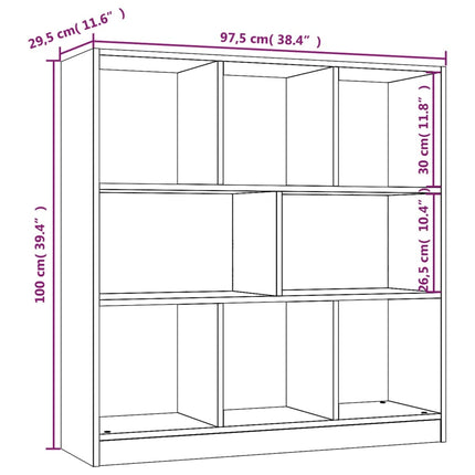 bogreol 97,5x29,5x100 cm konstrueret træ brunegetræ