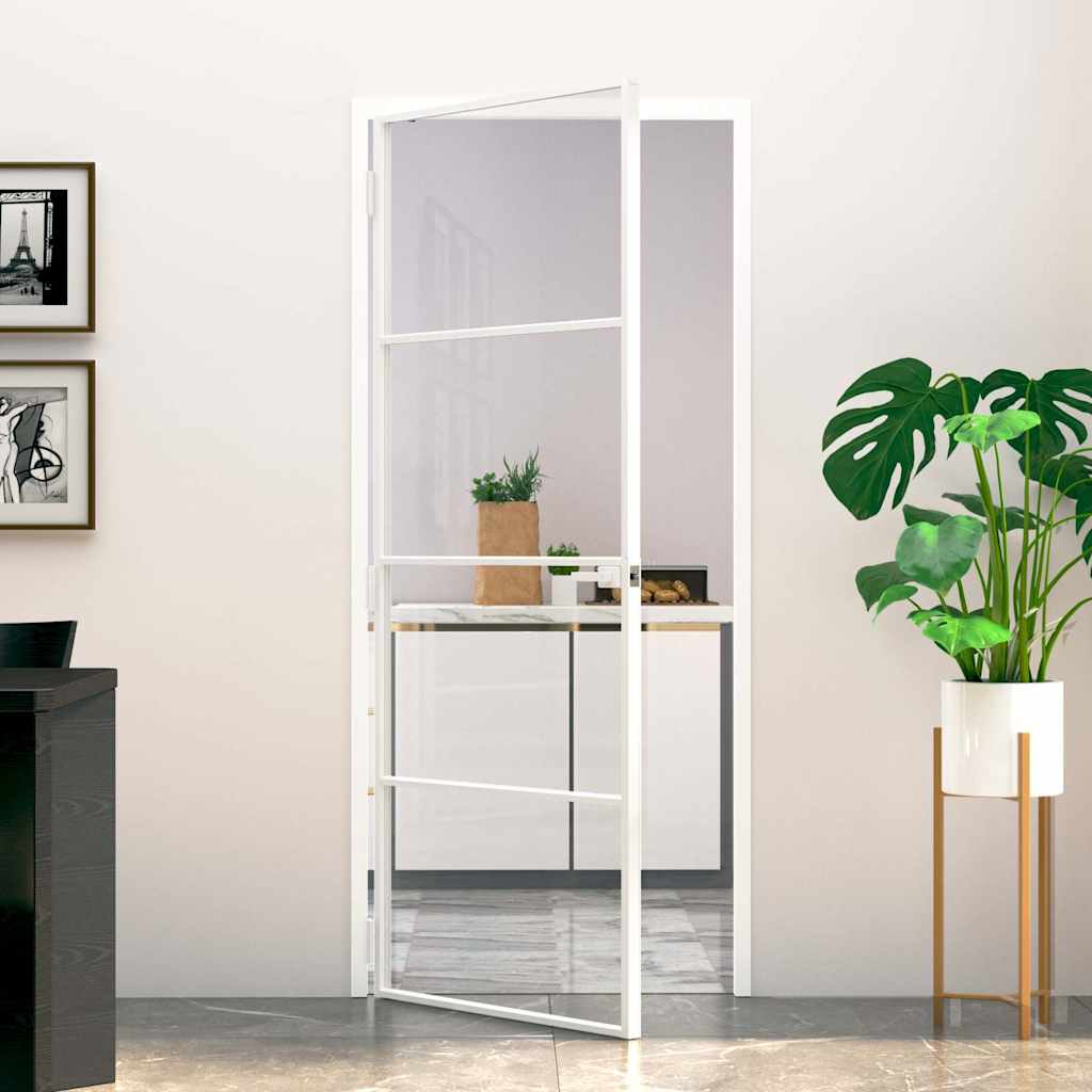 dør 83x201,5 cm hærdet glas og aluminium hvid billede