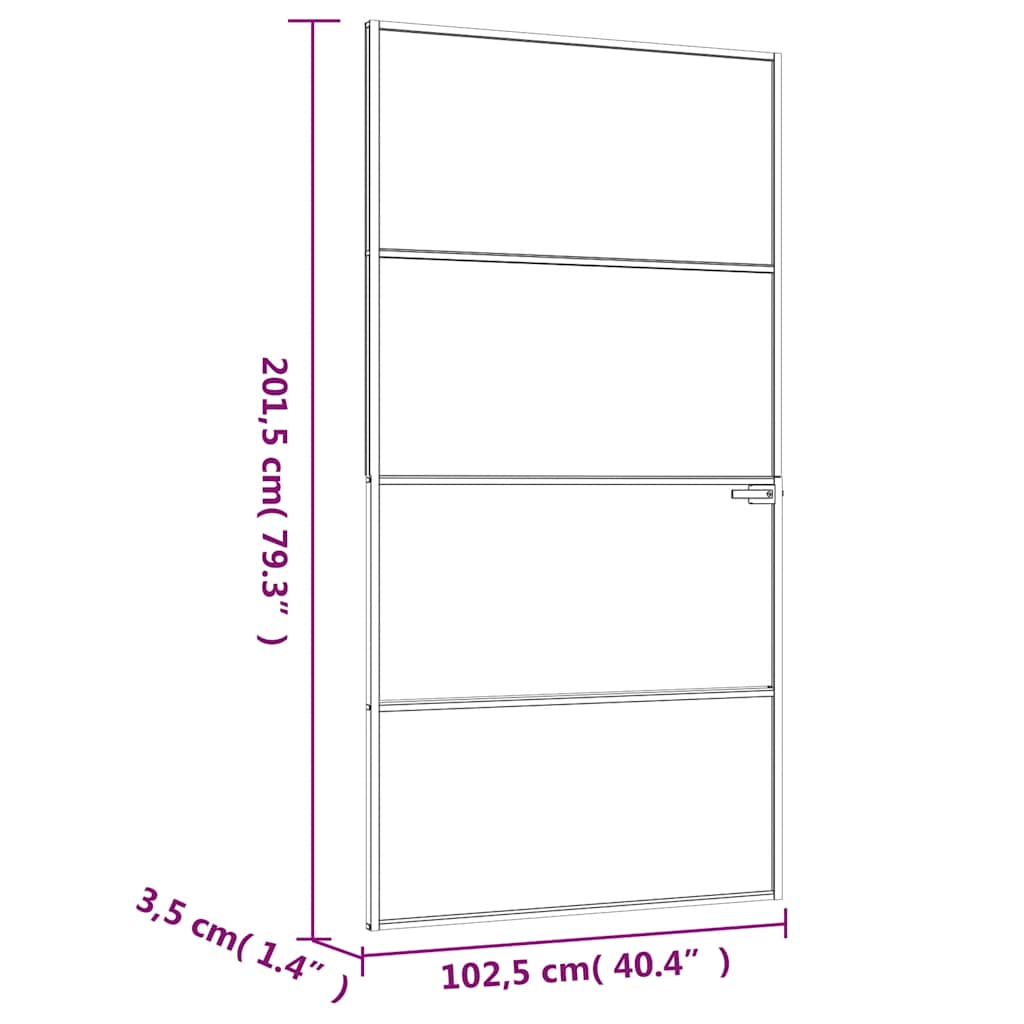 dør 102x201,5 cm hærdet glas og aluminium hvid