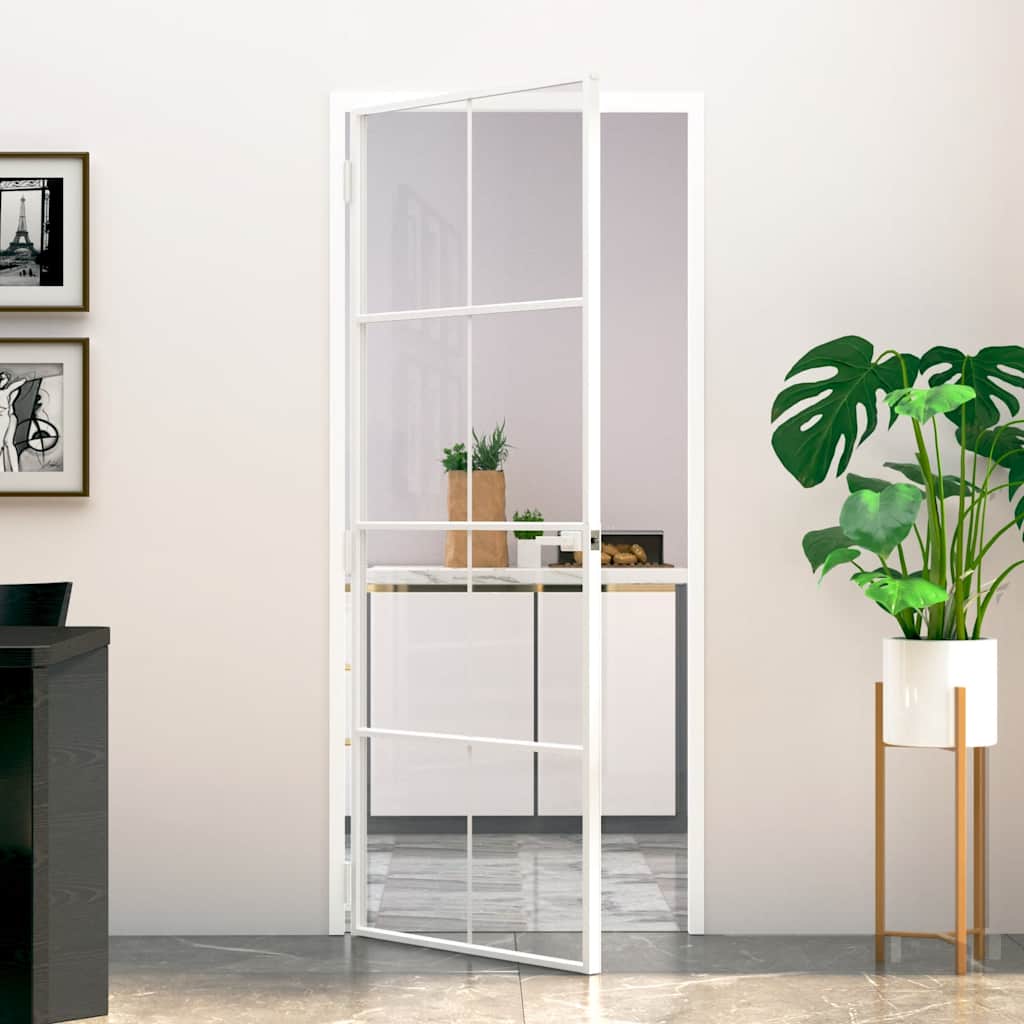 dør 83x201,5 cm hærdet glas og aluminium hvid billede