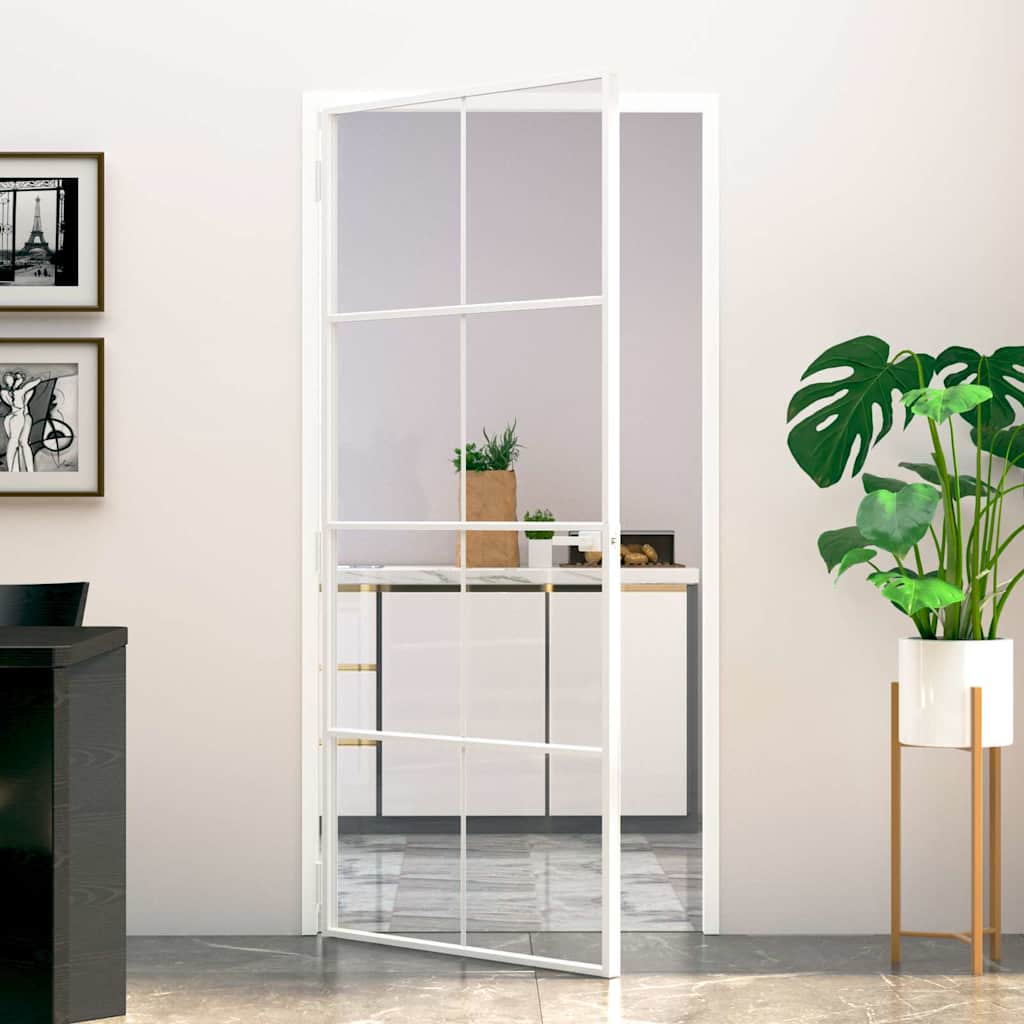 dør 93x201,5 cm hærdet glas og aluminium hvid billede