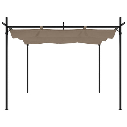 pergola med sammenrulleligt tag 295x292x230 cm gråbrun