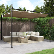 pergola med sammenrulleligt tag 295x292x230 cm gråbrun