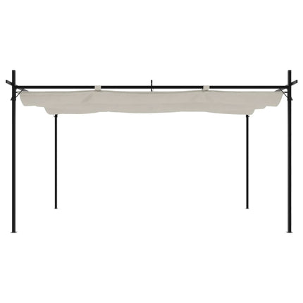 pergola med sammenrulleligt tag 395x292x230 cm cremefarvet