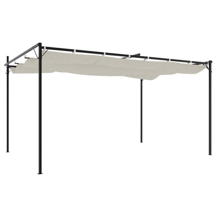 pergola med sammenrulleligt tag 395x292x230 cm cremefarvet