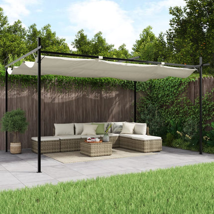 pergola med sammenrulleligt tag 395x292x230 cm cremefarvet