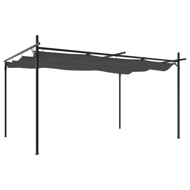 pergola med sammenrulleligt tag 395x292x230 cm antracitgrå