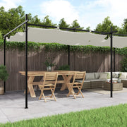 pergola med sammenrulleligt tag 589x292x230 cm cremefarvet