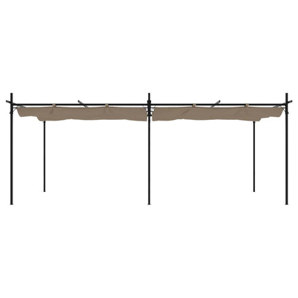 pergola med sammenrulleligt tag 589x292x230 cm gråbrun