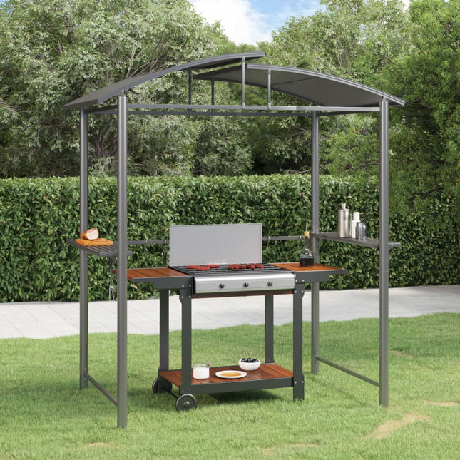 grillpavillon med sidehylder 210x114x230 cm stål antracitgrå