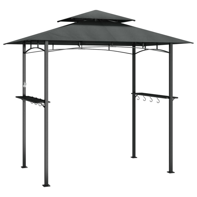 grillpavillon med sidehylder 240x150x243 cm stål antracitgrå