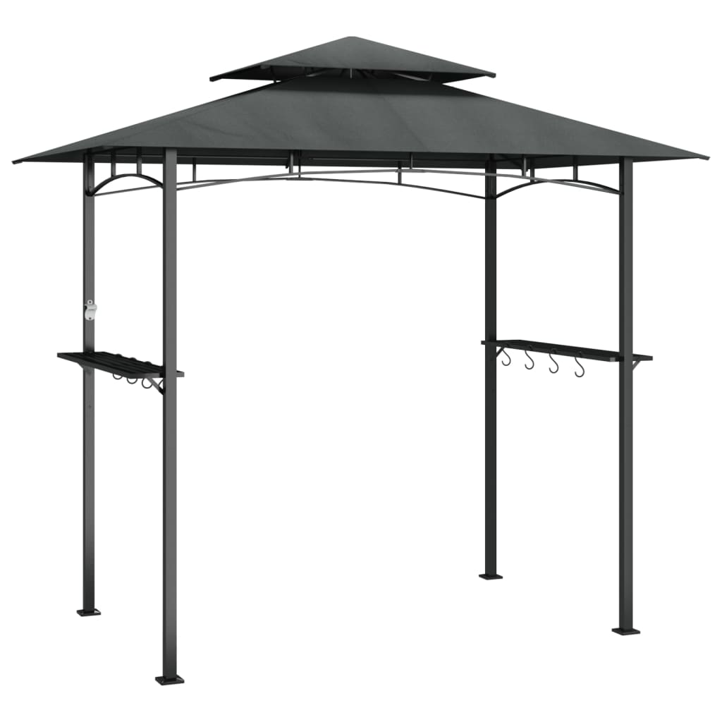 grillpavillon med sidehylder 240x150x243 cm stål antracitgrå