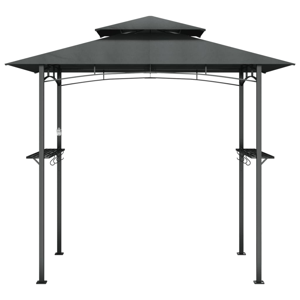 grillpavillon med sidehylder 240x150x243 cm stål antracitgrå