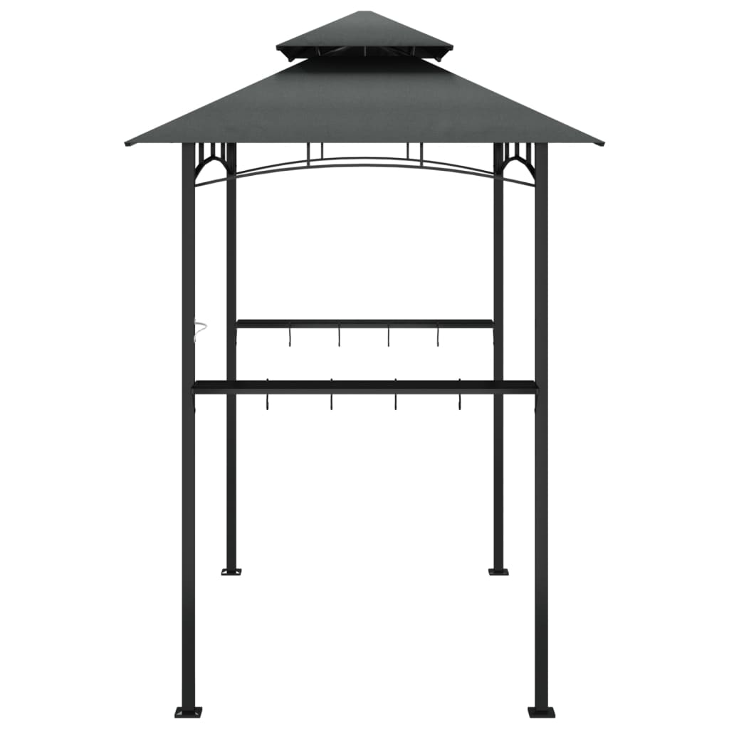 grillpavillon med sidehylder 240x150x243 cm stål antracitgrå