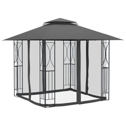 pavillon med sidevægge 300x300x270 cm stål antracitgrå