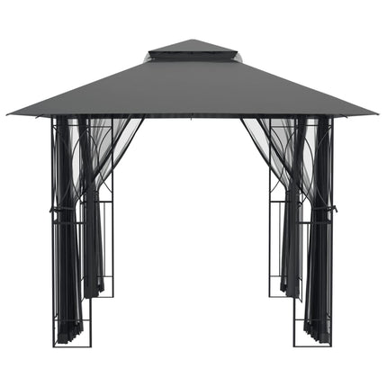 pavillon med sidevægge 300x300x270 cm stål antracitgrå