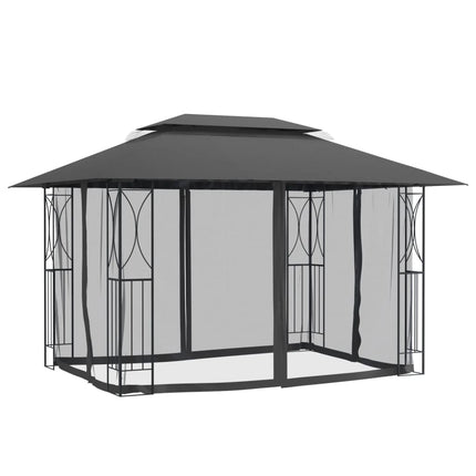 pavillon med sidevægge 400x300x270 cm stål antracitgrå