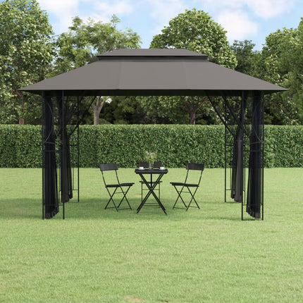 pavillon med sidevægge 400x300x270 cm stål antracitgrå