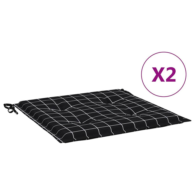 hynder til havestol 2 stk. 40x40x4 cm stof ternet sort