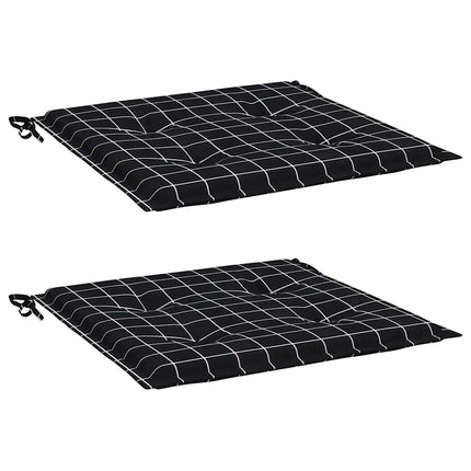 hynder til havestol 2 stk. 40x40x4 cm stof ternet sort