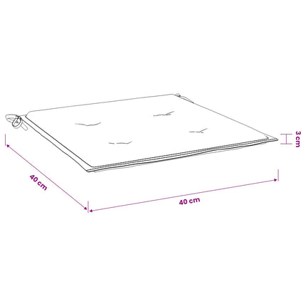 hynder til havestol 2 stk. 40x40x3 cm stof ternet sort