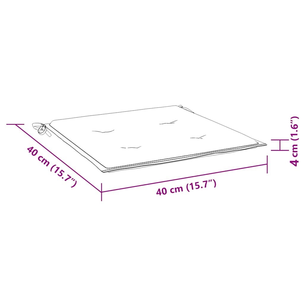 hynder til havestol 2 stk. 40x40x4 cm stof turkis