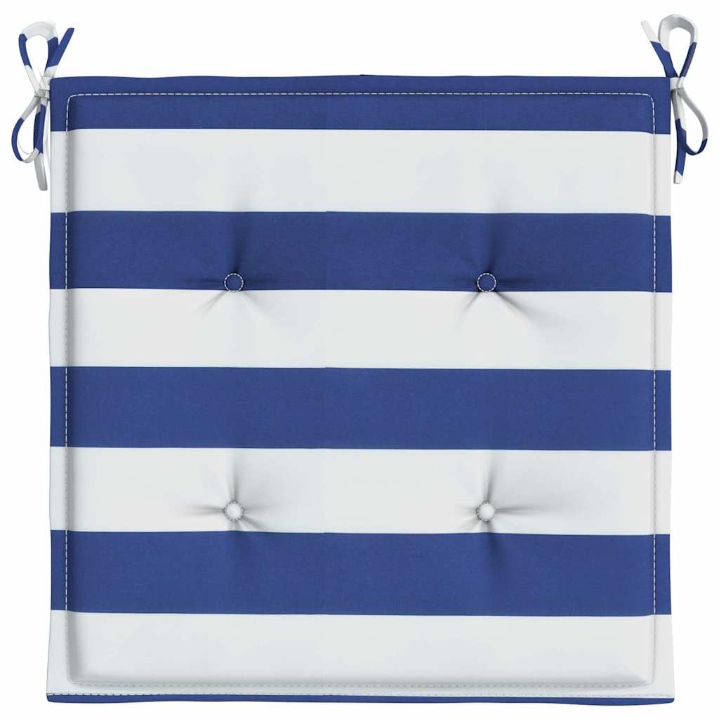 hynder til havestole 2 stk. 50x50x4 cm stof striber blå og hvid