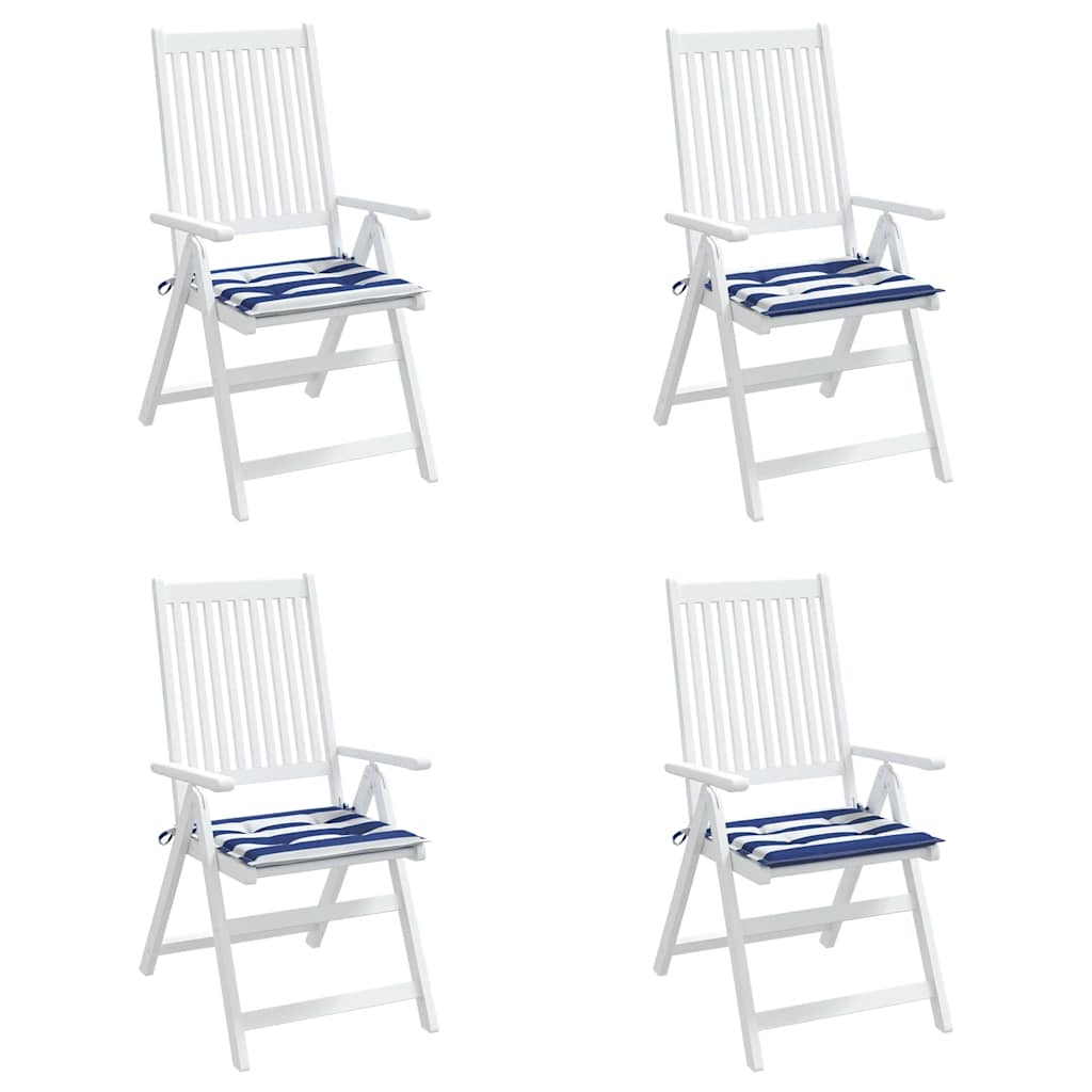 hynder til havestole 4 stk. 50x50x4 cm stof striber blå og hvid