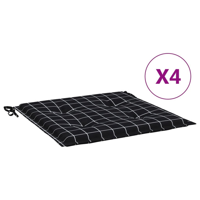 hynder til havestol 4 stk. 50x50x4 cm stof ternet sort