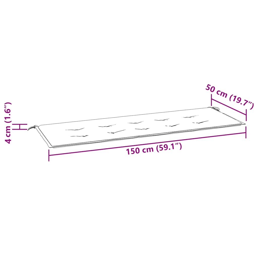 hynde til havebænk 150x50x4 cm oxfordstof ternet sort